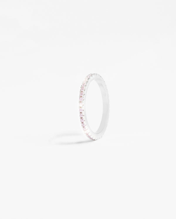 2mm Pink Round Tennis Ring - White Gold