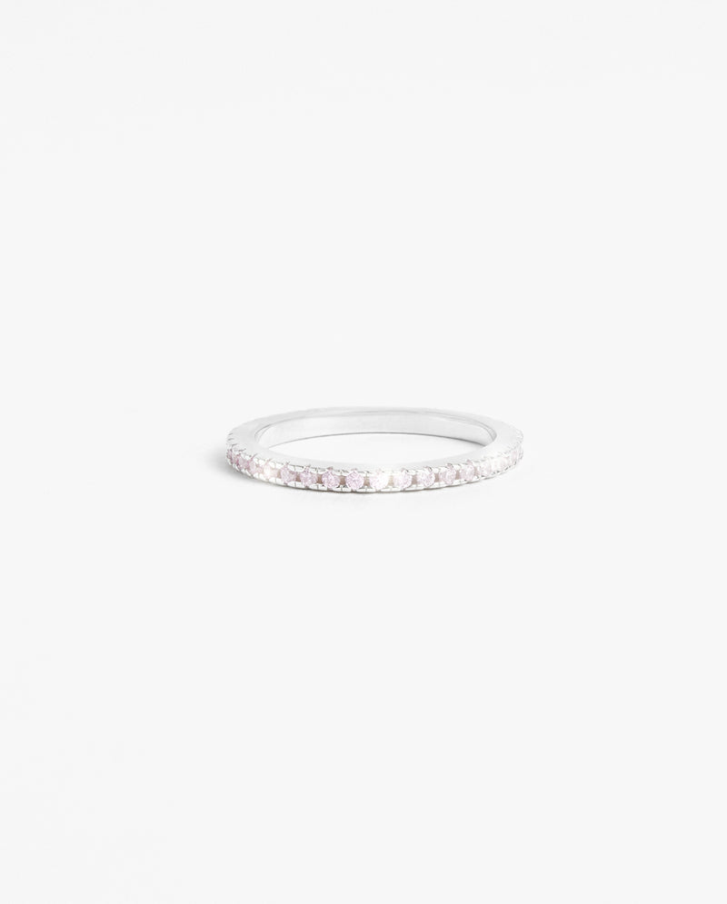 2mm Pink Round Tennis Ring - White Gold