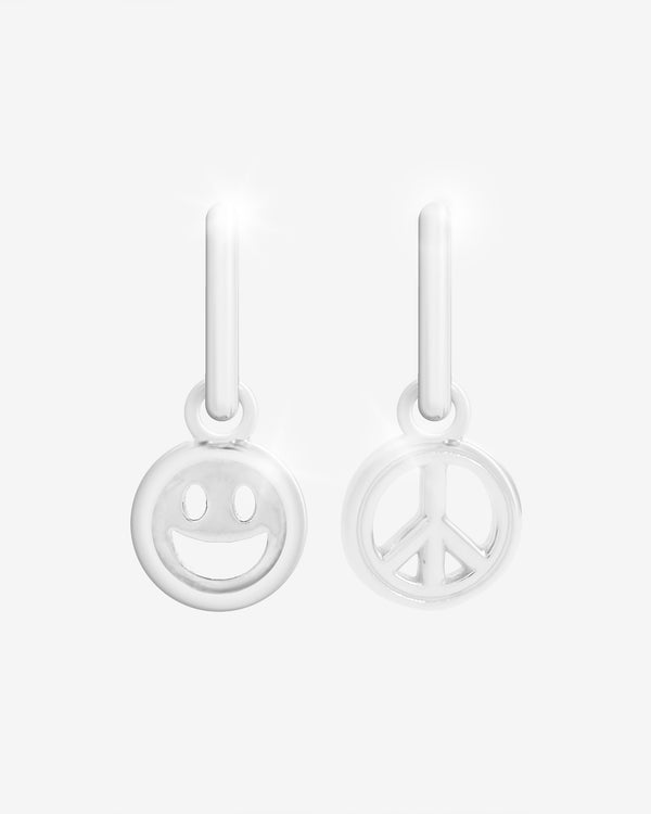 2 Pack Happy & Peace Huggie Hoop Earrings