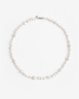 3 mm große Süßwasserperlenkette mit Kreuz