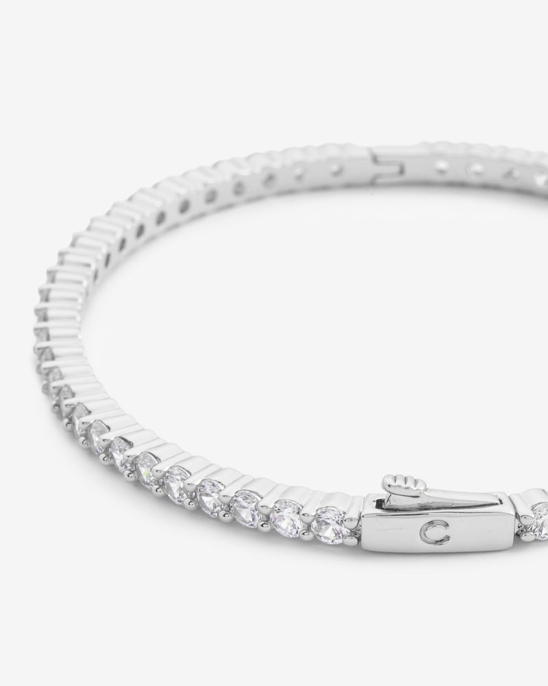 3mm Iced Tennis Bangle - White Gold