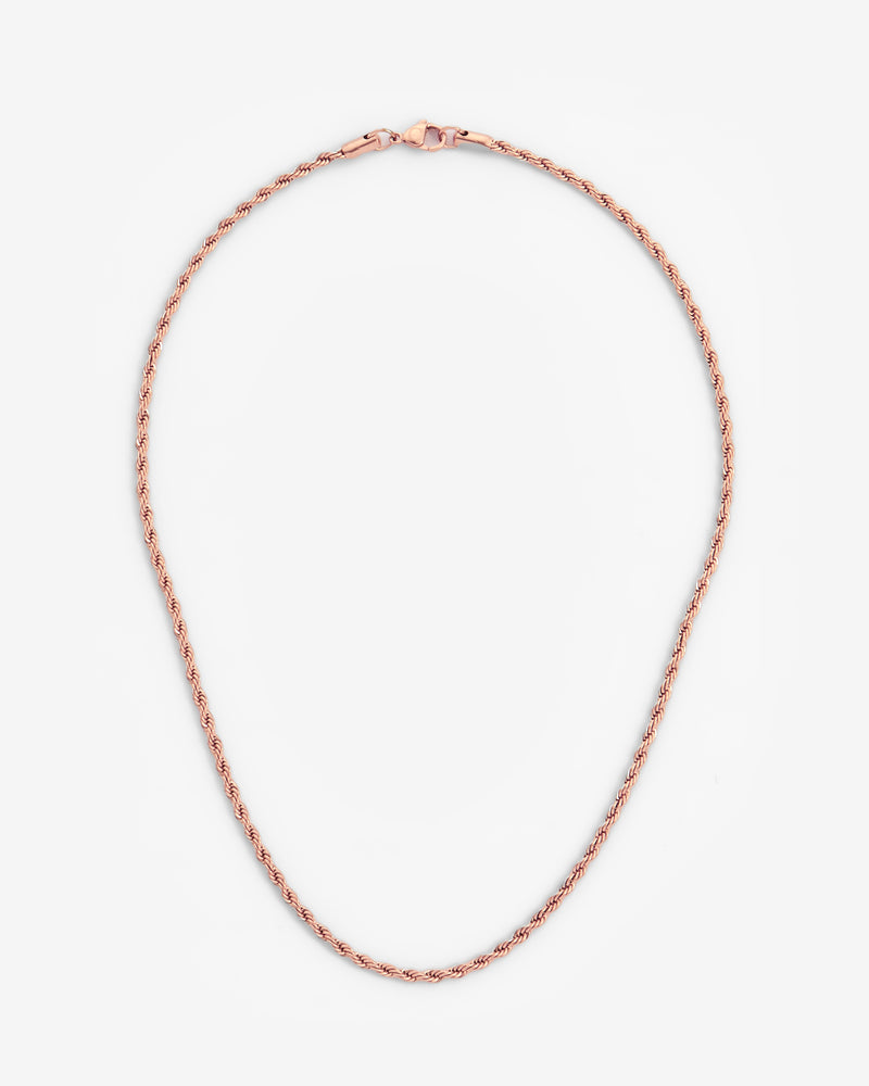 3mm Rose Gold Rope Chain - Stainless Steel 24 Inches