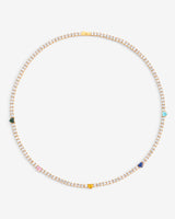 3 mm Tennis + Herzen Kette - Gold