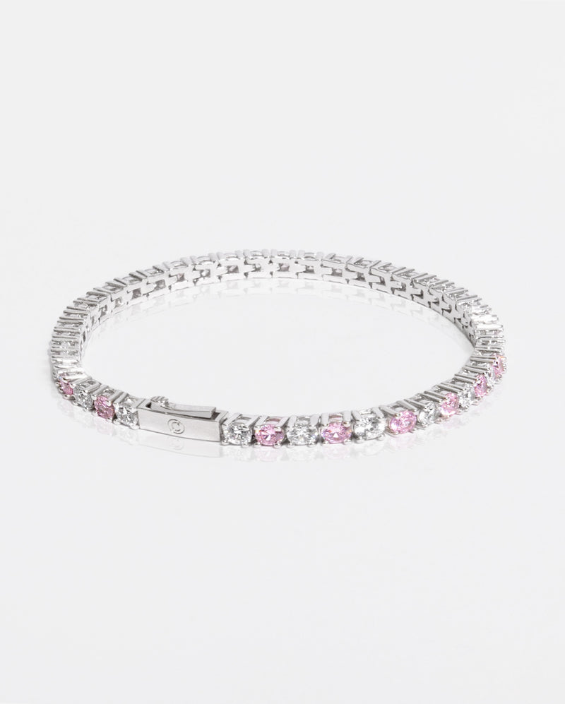 3mm Tennis Bracelet - Pink & White