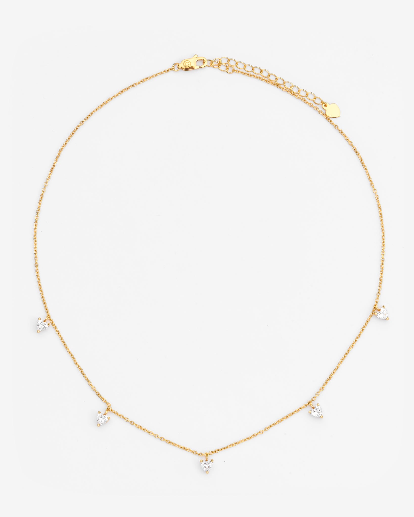 5 Heart Stones Necklace - Gold