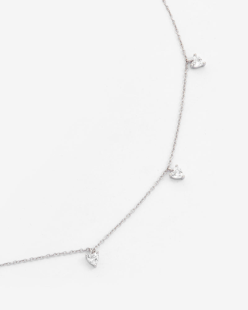 5 Heart Stones Necklace - White Gold