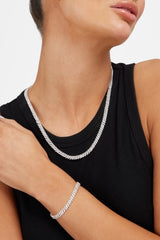 5mm Iced Prong Chain + Bracelet Bundle - White Gold