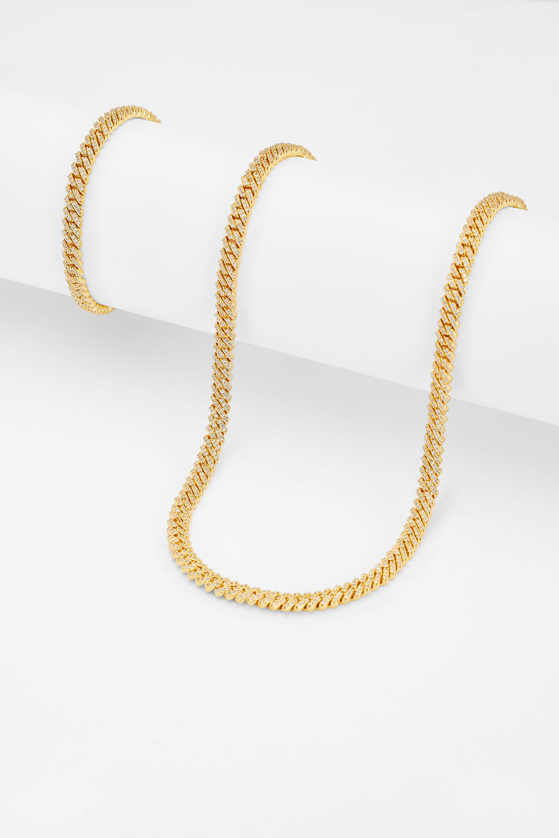 5mm Iced Prong Chain + Bracelet Bundle - Gold
