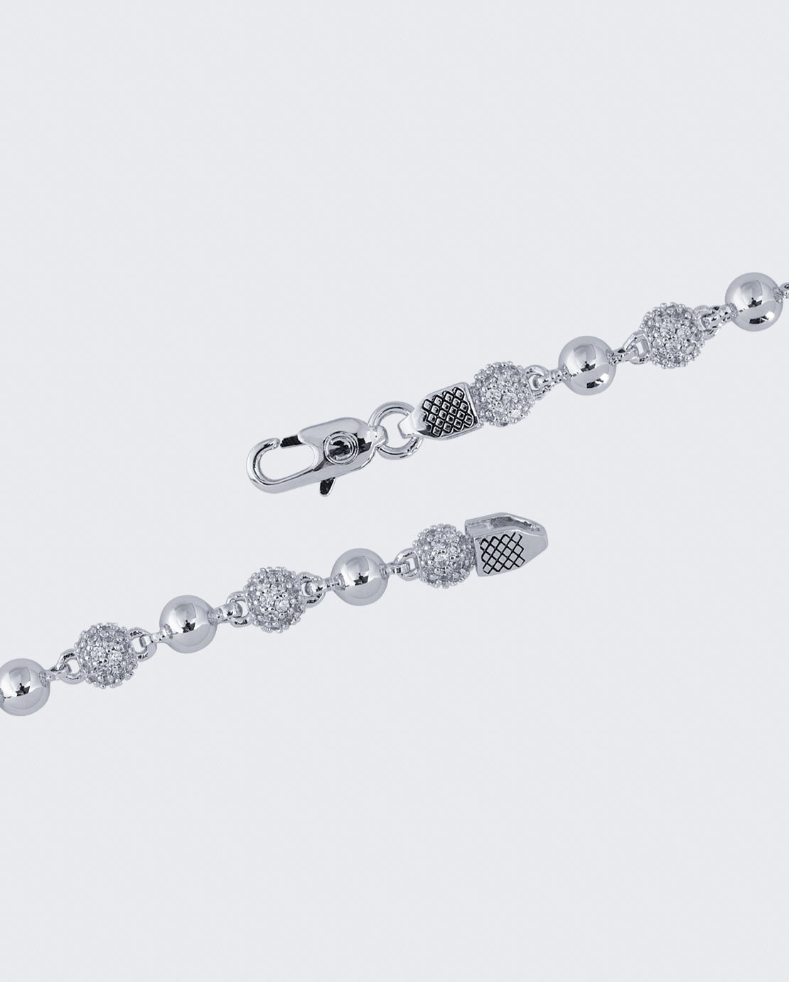 5mm Iced & Plain Ball Chain - White Gold - Cernucci