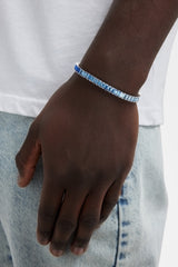 6mm Blue Ombre Tennis Baguette Bracelet - White Gold