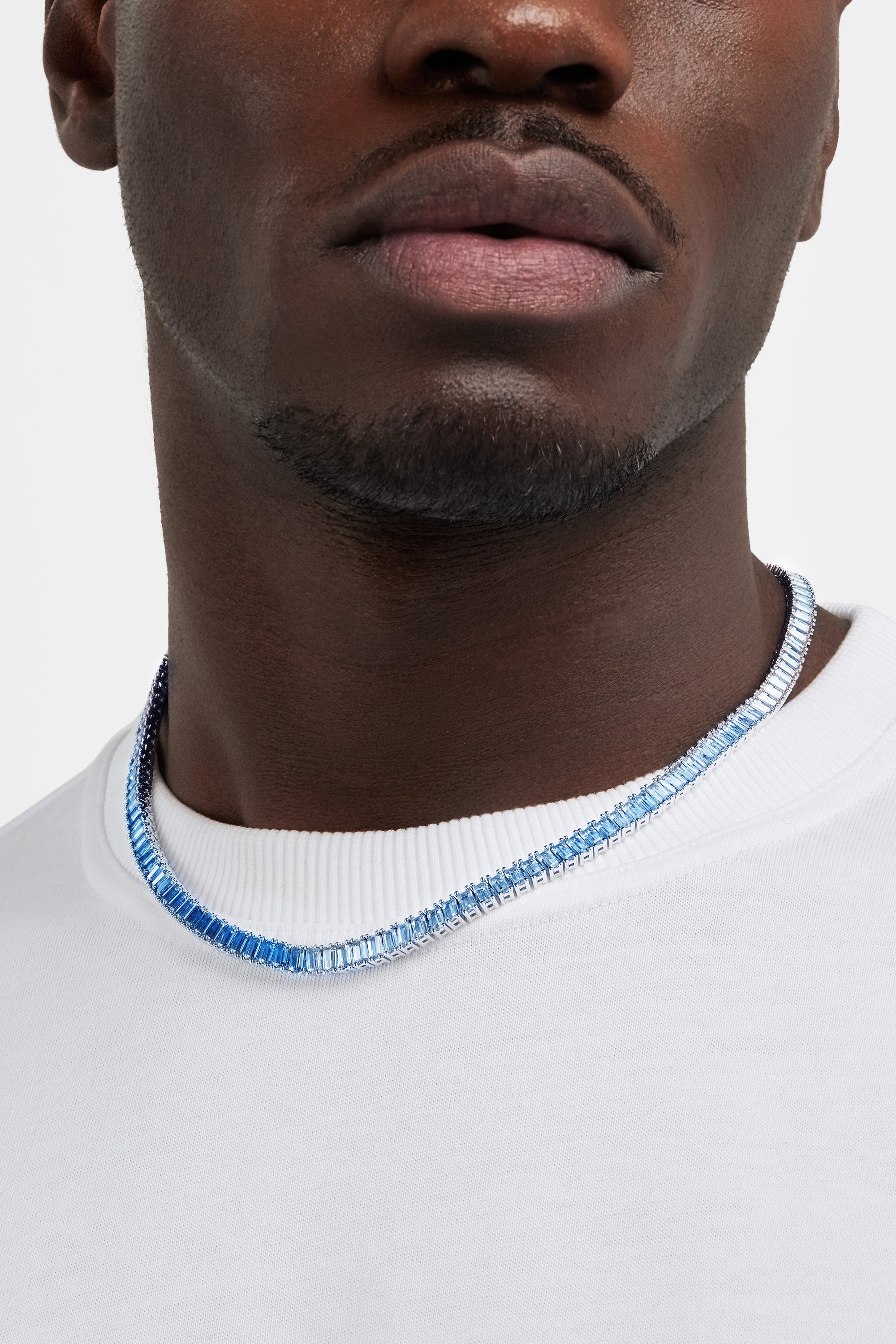 6 mm blaue Ombre-Tennis-Baguette-Kette