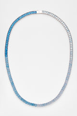 6mm Blue Ombre Tennis Baguette Chain - White Gold
