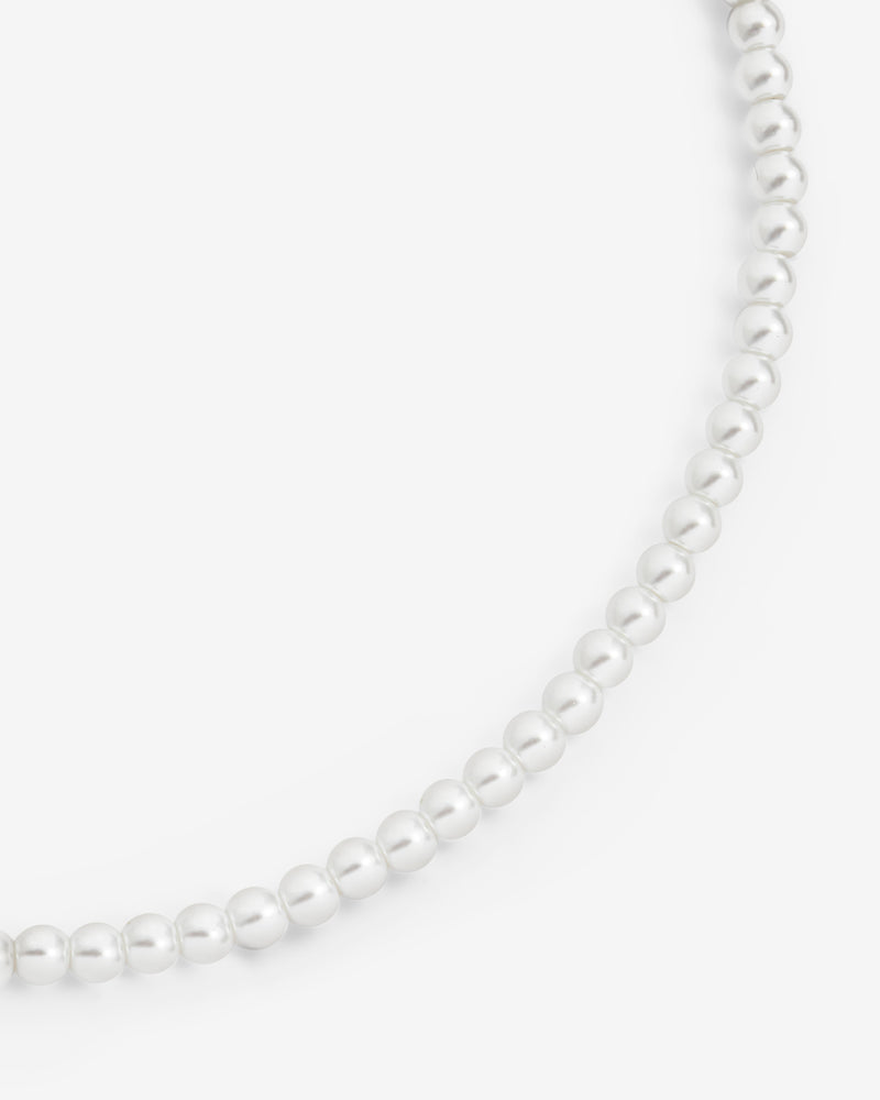 6mm Beaded Pearl Necklace - White