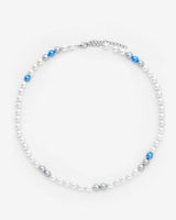 6mm Pearl Necklace - Blue/Grey/White