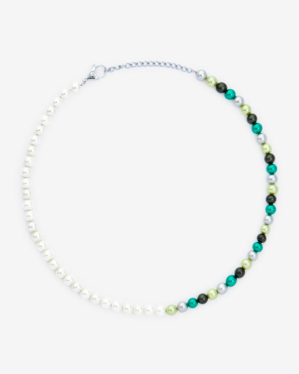 6mm Pearl Necklace - Half Green Multi