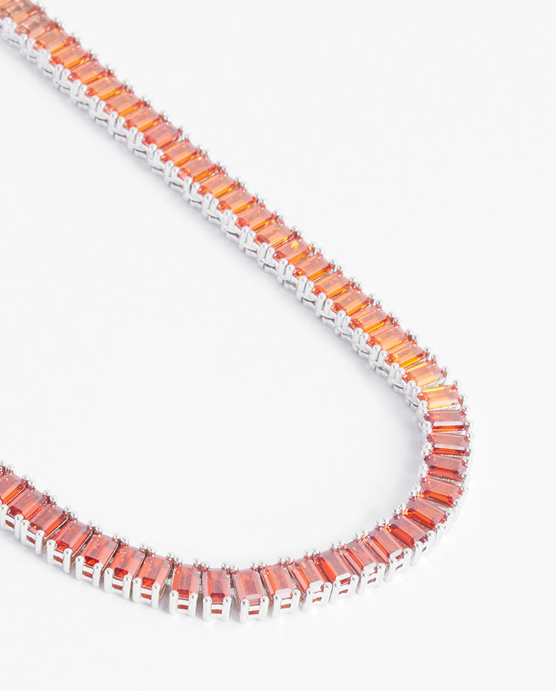 6mm Sunset Ombre Tennis Baguette Chain - White Gold