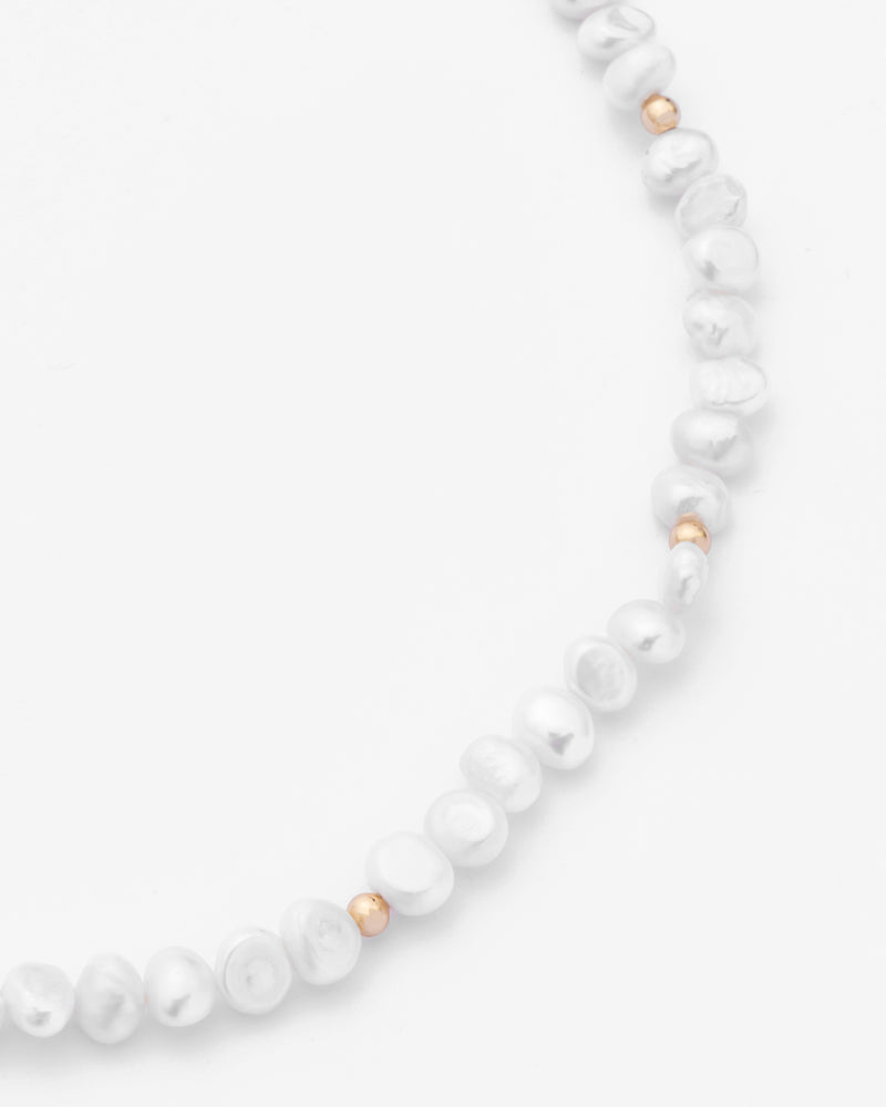 7mm Baroque Freshwater Pearl Necklace - Gold