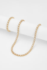7mm Clustered Tennis Chain + Bracelet Bundle - Gold