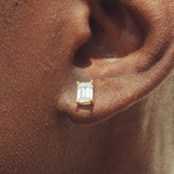 7mm Emerald Cut Stud Earrings - Gold - Cernucci