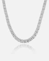 8mm Clustered Baguette Tennis Chain - White Gold - Cernucci