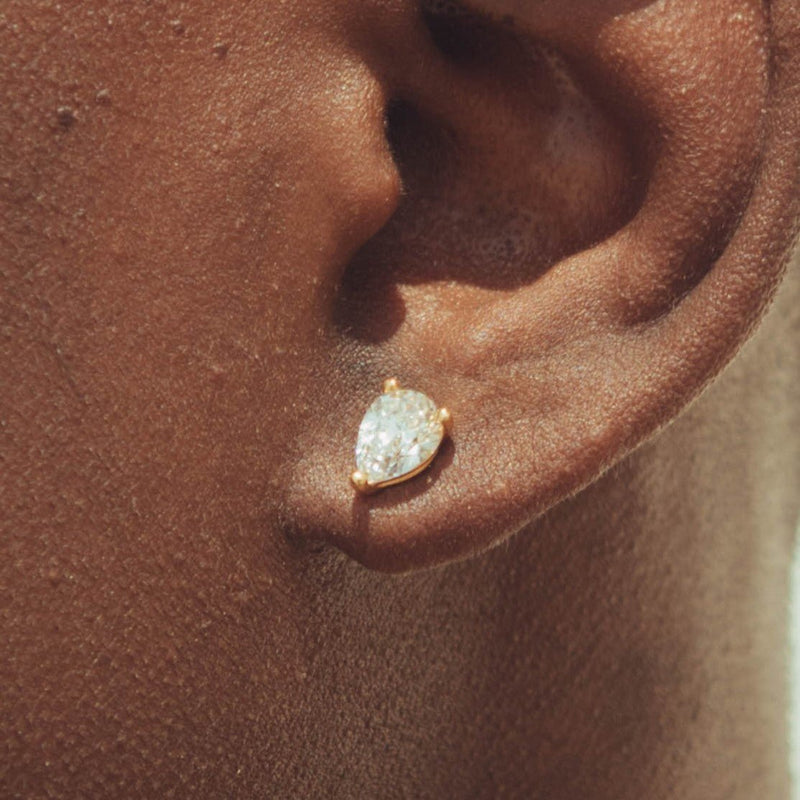 8mm Pear Stud Earrings - Gold - Cernucci