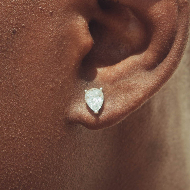 8mm Pear Stud Earrings - White Gold - Cernucci