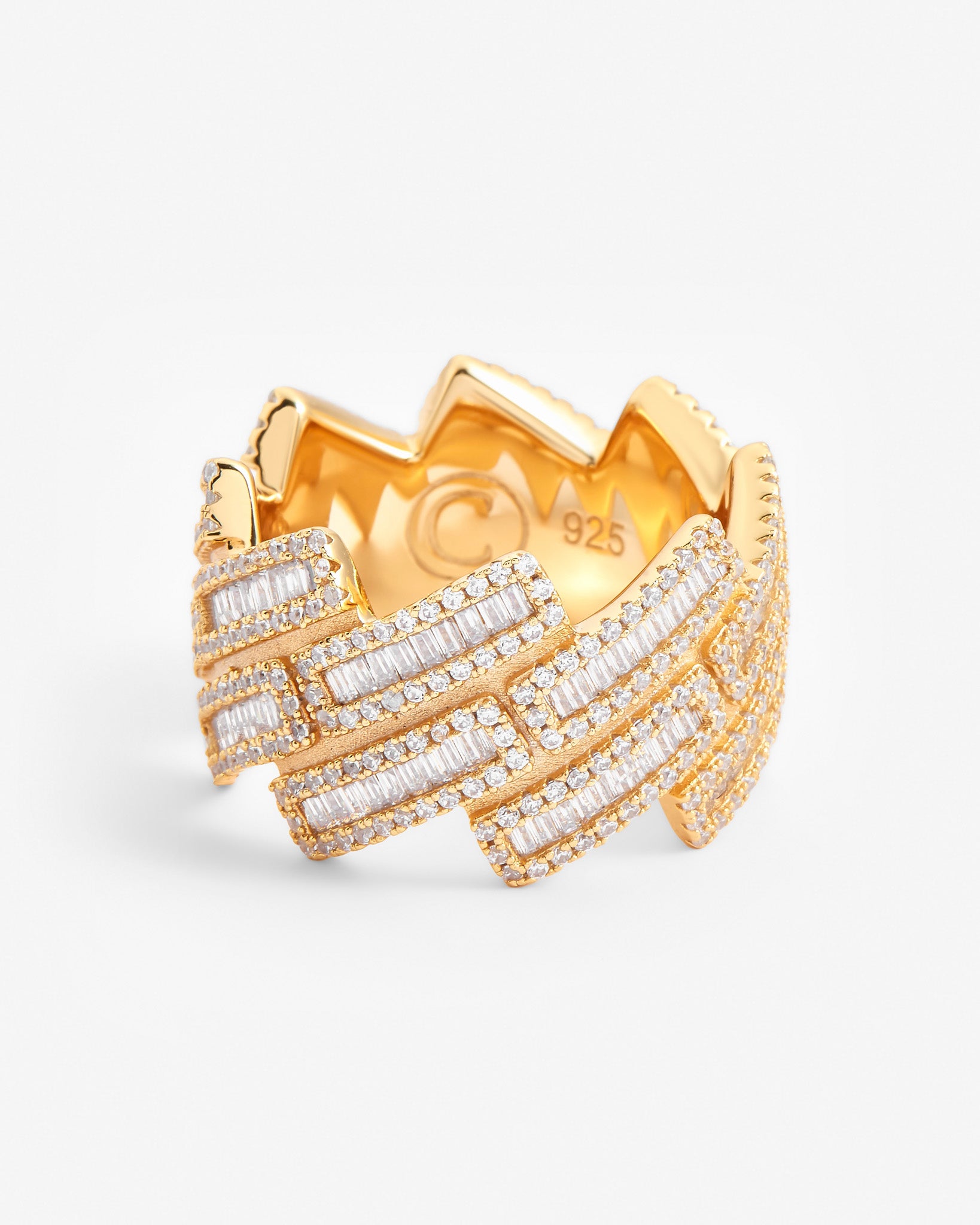 Kubanischer Ring mit Baguette-Zinken - Gold