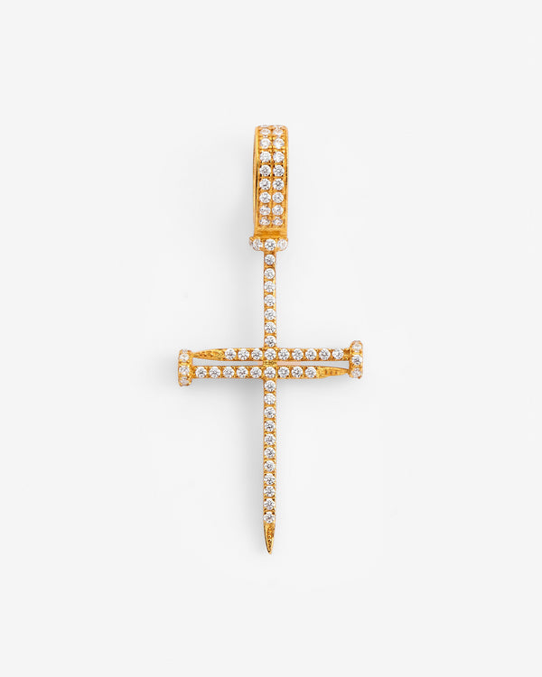 Diamond Nail Cross Pendant - Gold