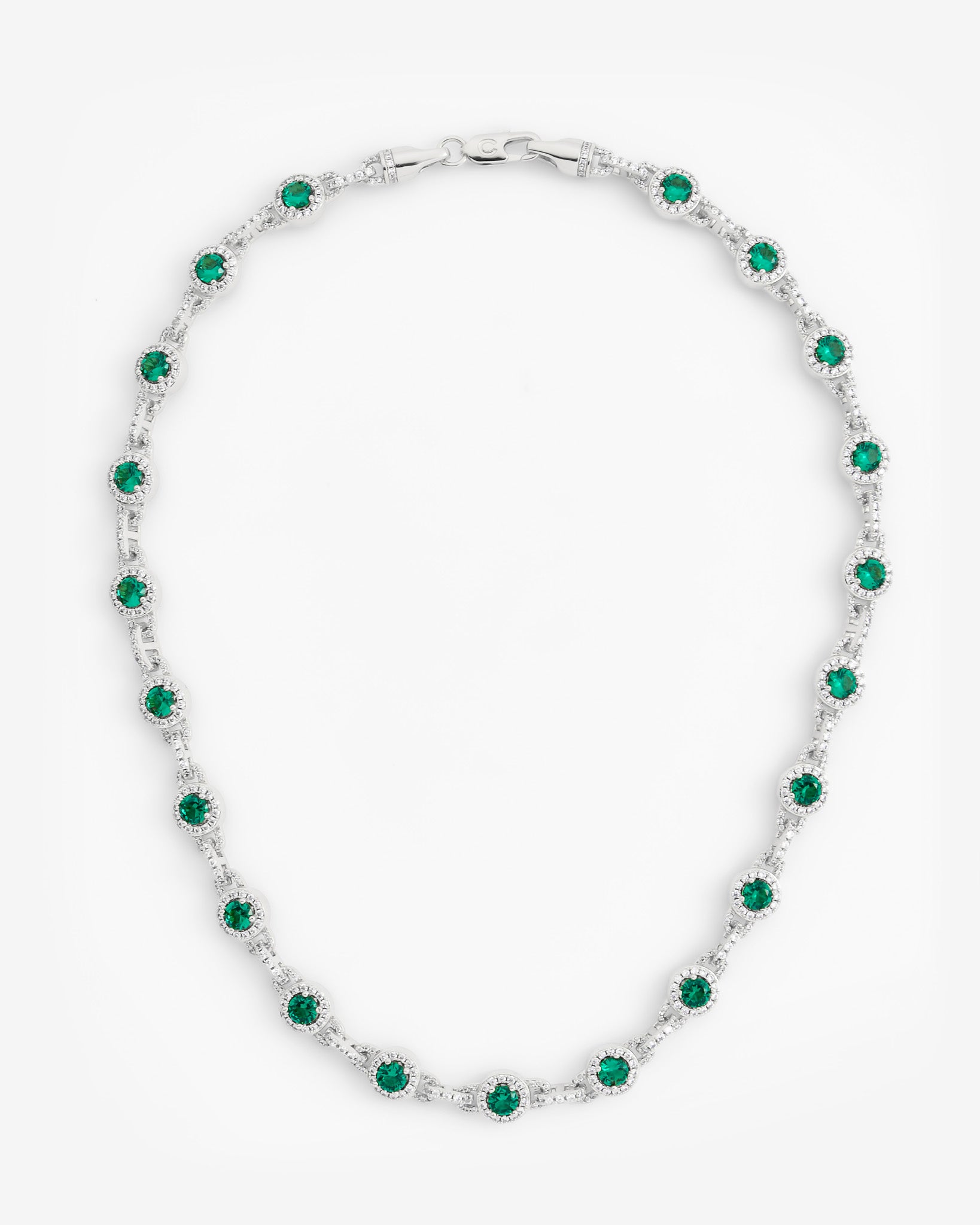 9 mm grüne Gliederkette mit Mittelstein