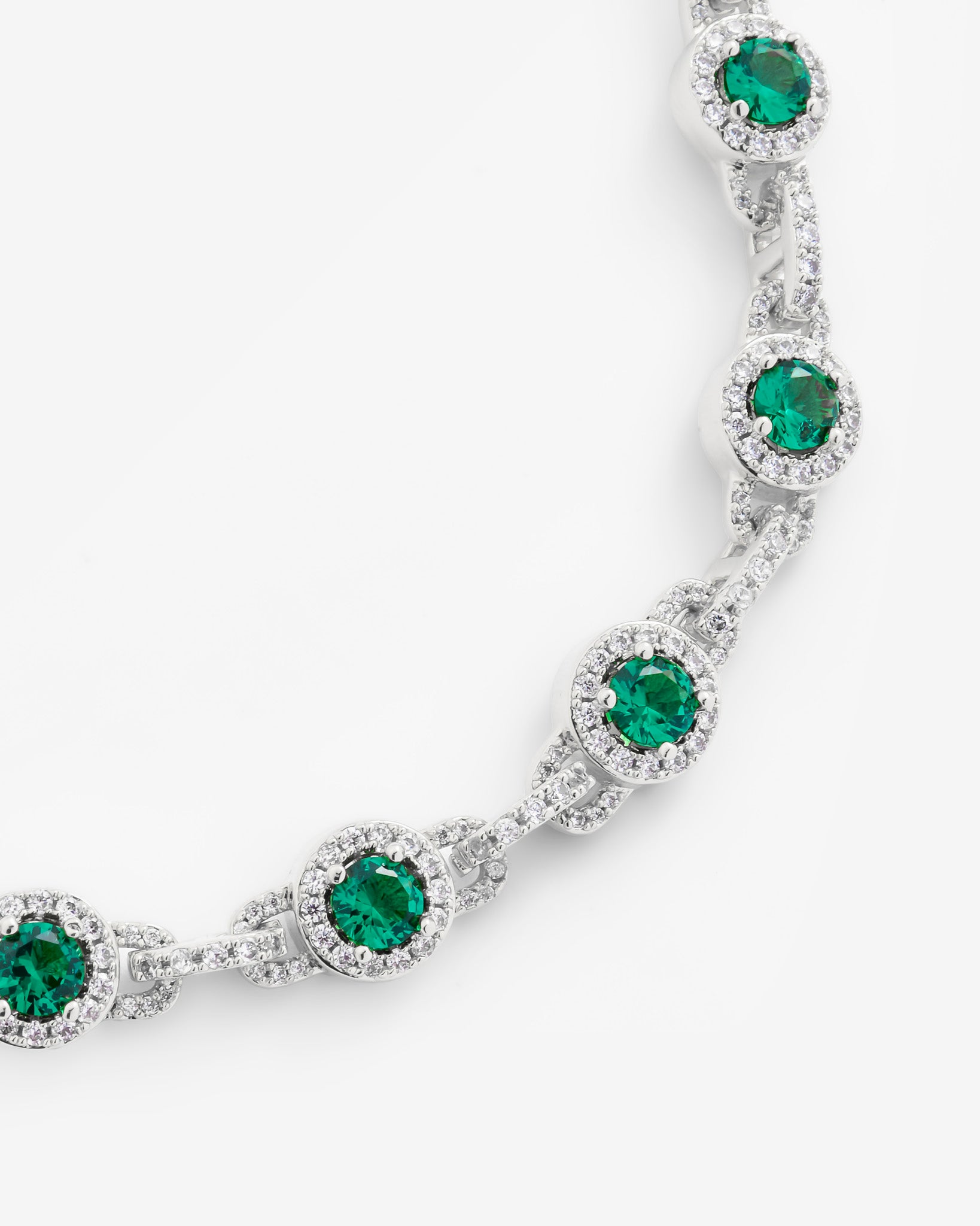 9 mm grüne Gliederkette mit Mittelstein