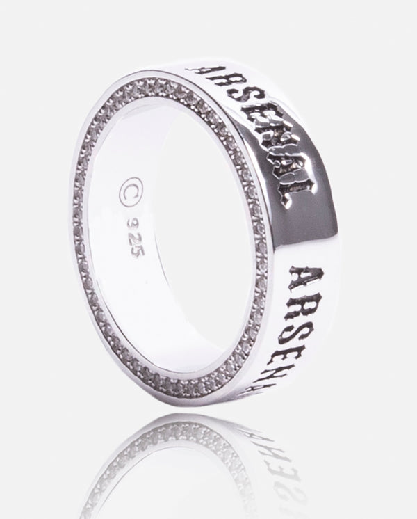 Official Arsenal Iced Band Ring - White Gold
