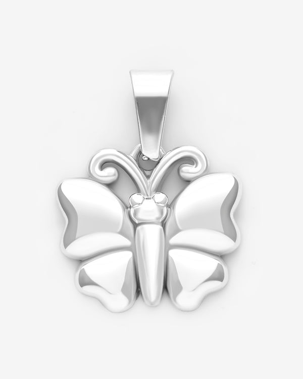 3D Butterfly Pendant - White Gold