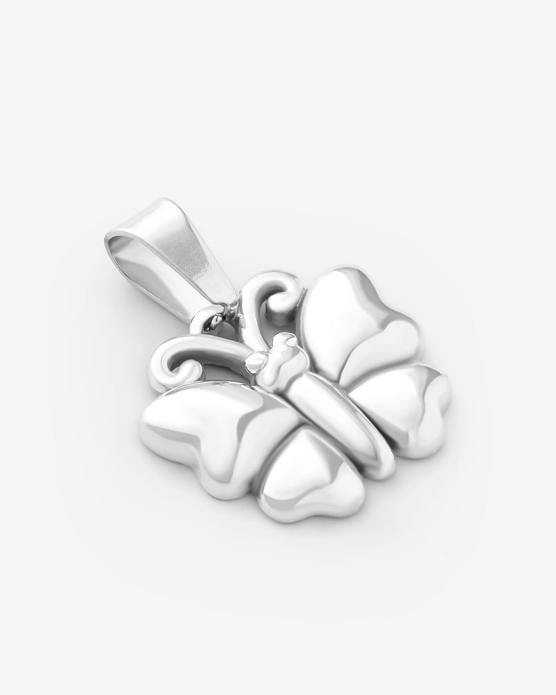 3D Butterfly Pendant - White Gold
