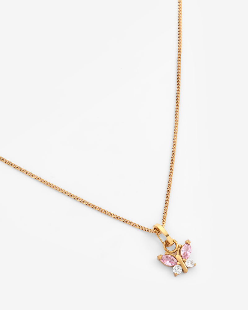 Butterfly Gem Necklace - Gold