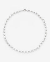 Beaded Freshwater Pearl Necklace - White Gold