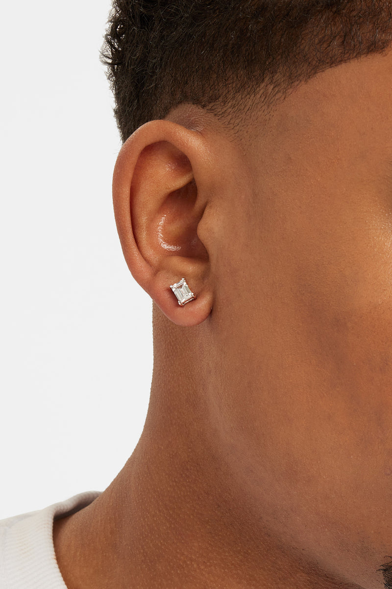 Baguette Stone Stud Earrings 6mm – Cernucci - Main Image