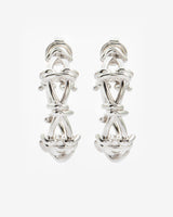 Barbed Wire Hoop Earrings - White Gold