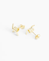 Barbed Wire Stud Earrings - Gold