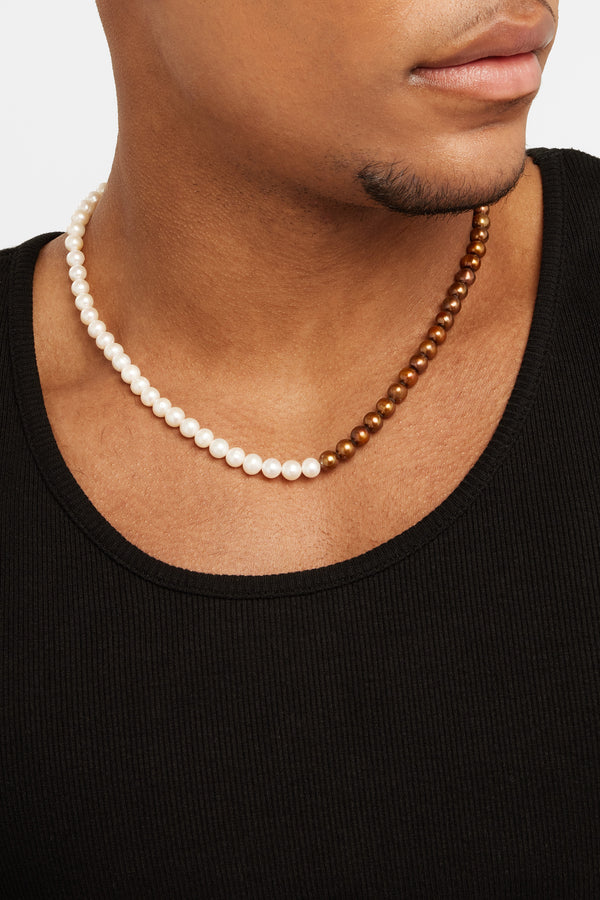 Colour Block Pearl Necklace - Gold