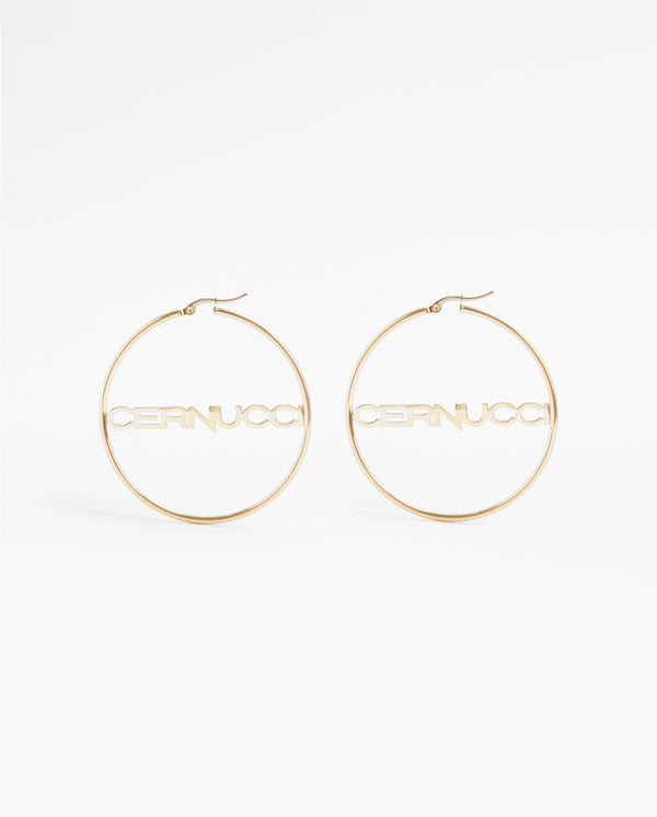 Cernucci Branded Small Hoop Earrings - Gold