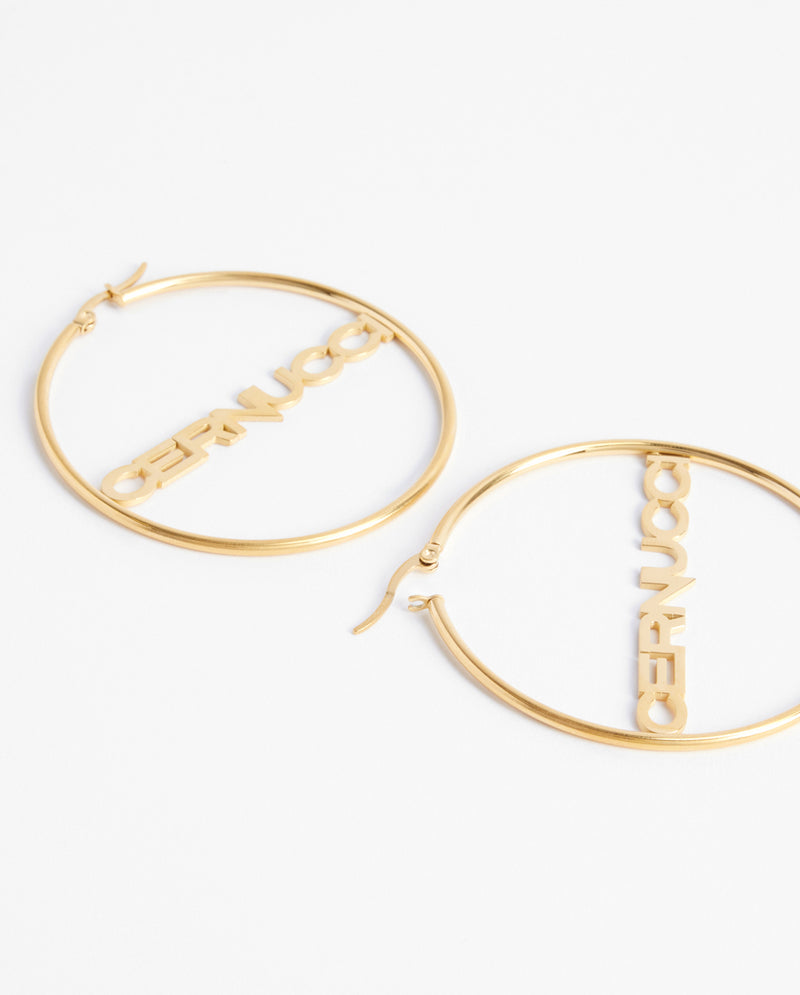 Cernucci Branded Small Hoop Earrings - Gold