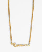 Cernucci Cursive Font Necklace - Gold