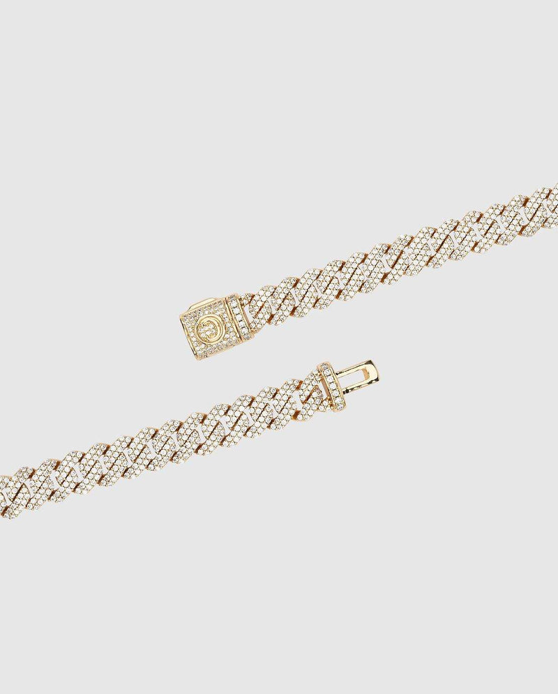 10mm Diamond Prong Link Bracelet - Gold-Cernucci