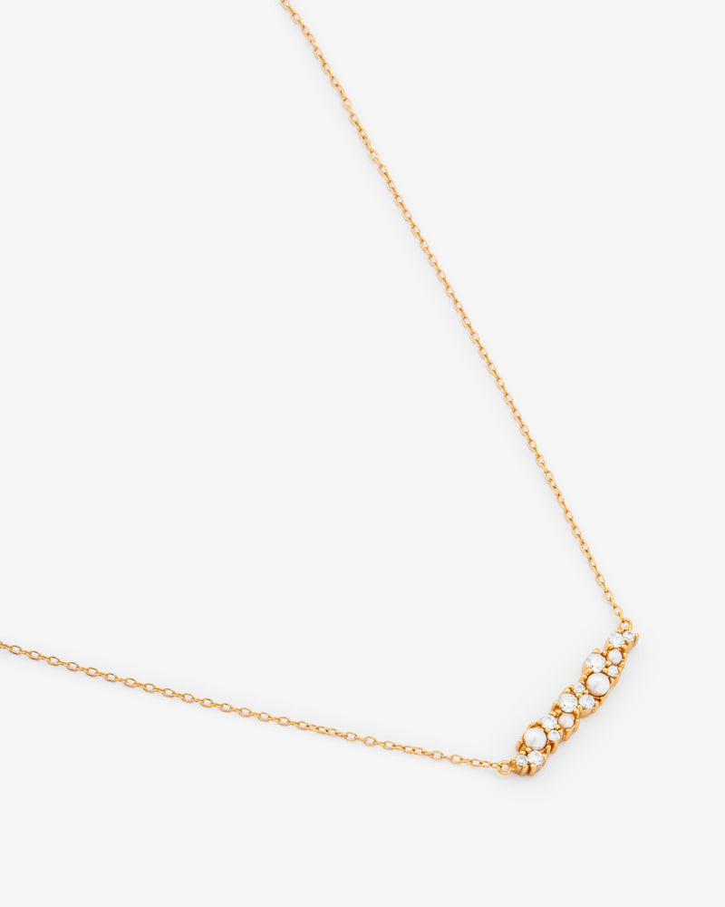 Clustered Gem White Pearl Necklace - Gold