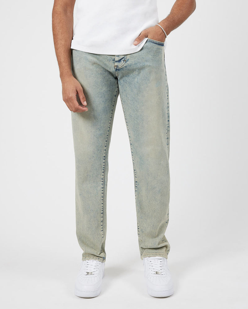 Straight Leg Denim Jeans - Vintage Blue