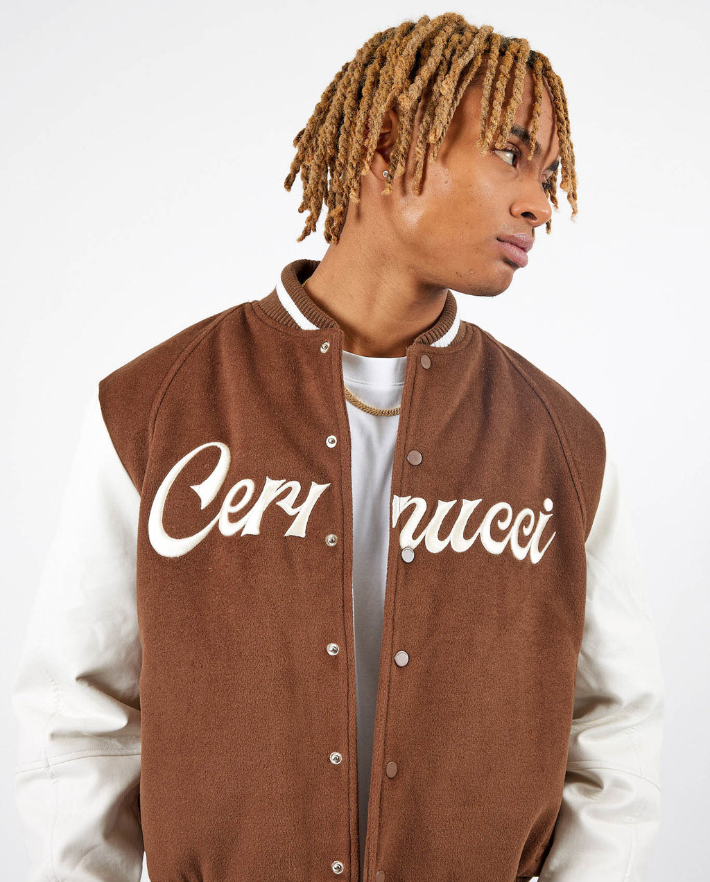 Cernucci Varsity Bomber Jacket Chocolate