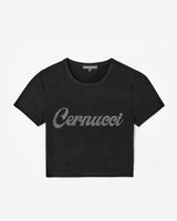 Cernucci Diamante Cropped T-Shirt - Black
