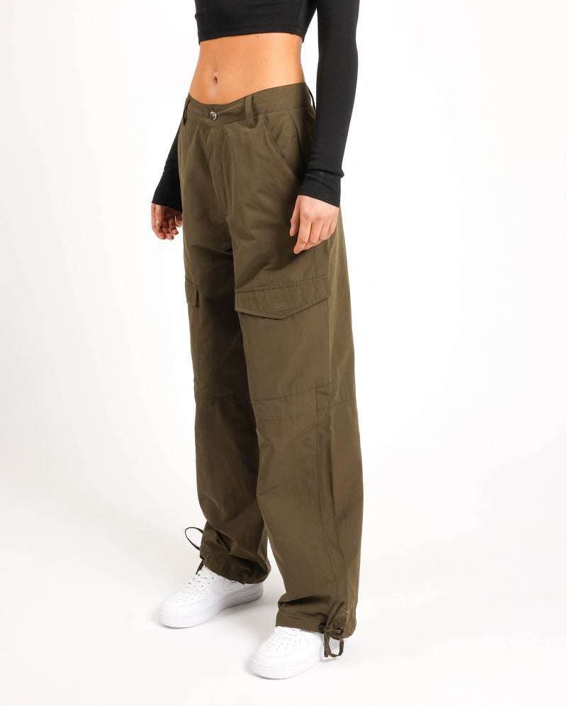 Gewebte Cargohose - Khaki 