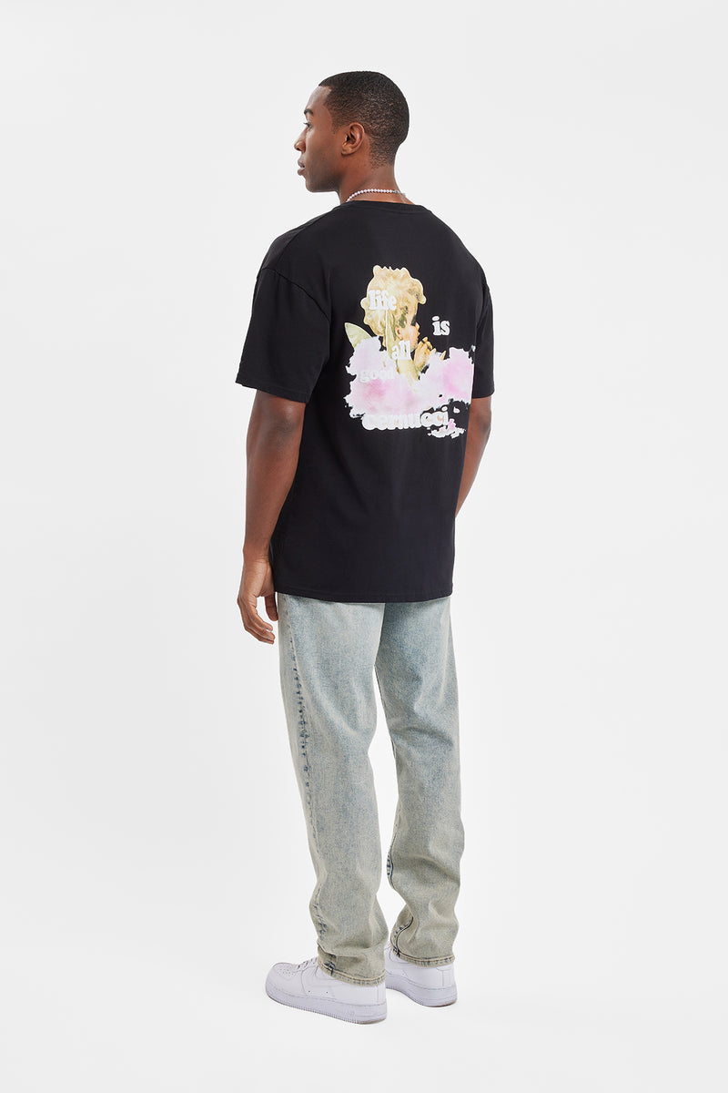 Das Leben ist gut Cherub T-Shirt - Schwarz