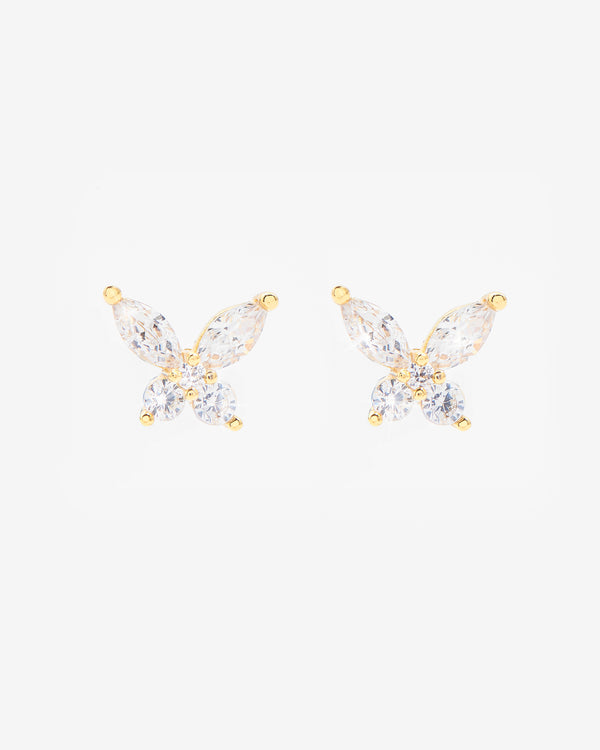 Diamond Butterfly Earrings - Gold